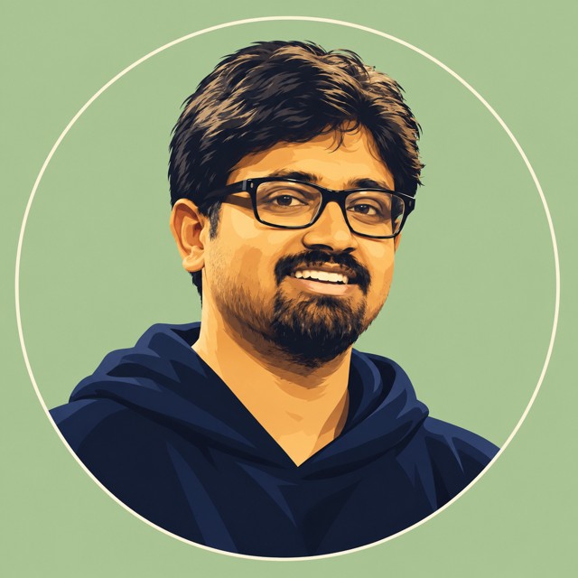 Illustrated portrait of Manoj during his MBA years in Pune
